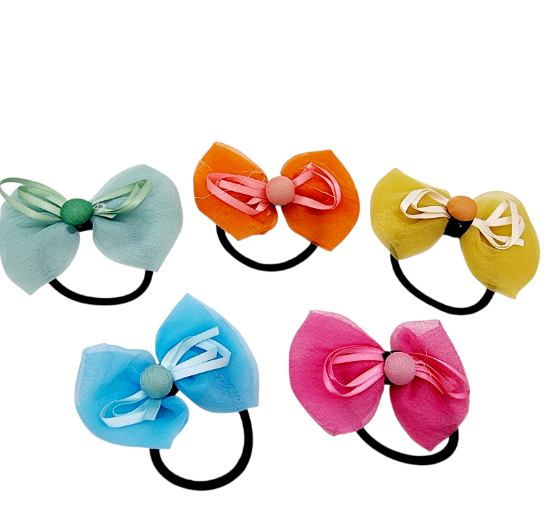 Elastice cu Funde Color ptr. Păr cu Accesorii