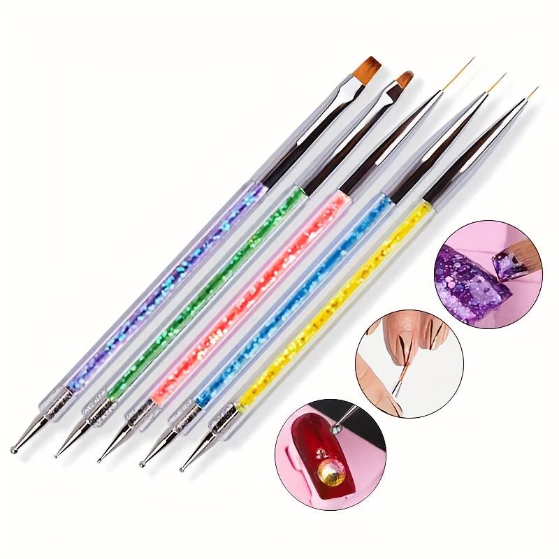 Set 5 Pensule Mixte ptr Unghii cu Punctatoare