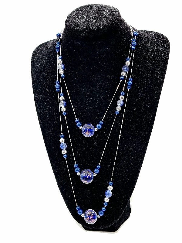 Colier cu Pietre si Margele Decorative-bleu