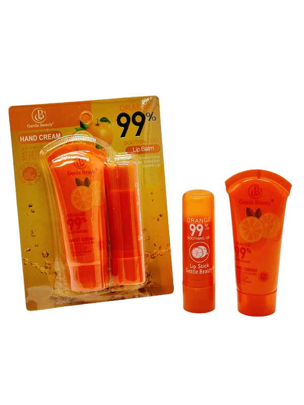 Set Crema de Maini si Strugurel ptr.Buze,GENTLE BEAUTY-orange 99%
