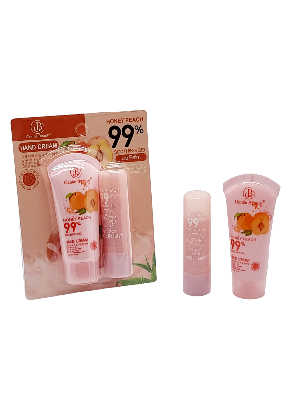Set Crema de Maini si Strugurel ptr.Buze,GENTLE BEAUTY-honey peach 99%