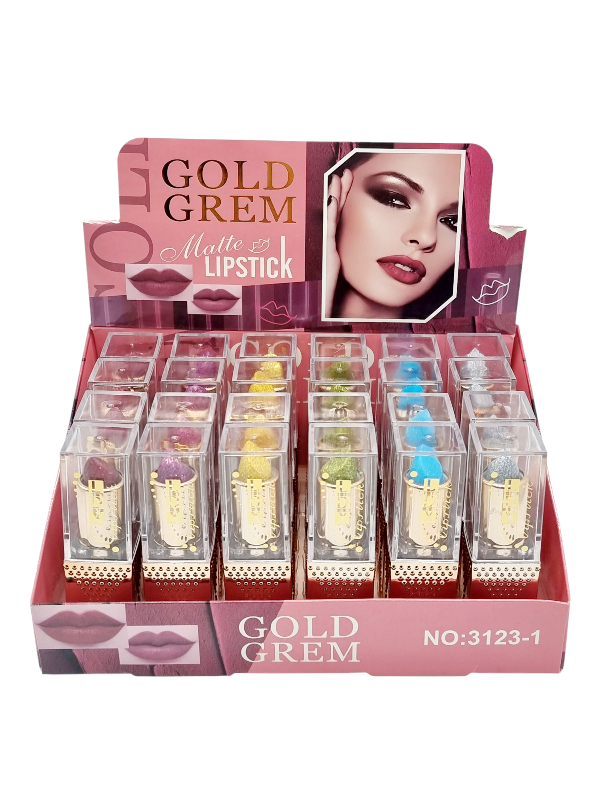 Ruj Solid cu Sclipici,Patrat,GOLD GREM-COD 3123-1 - imagine 3